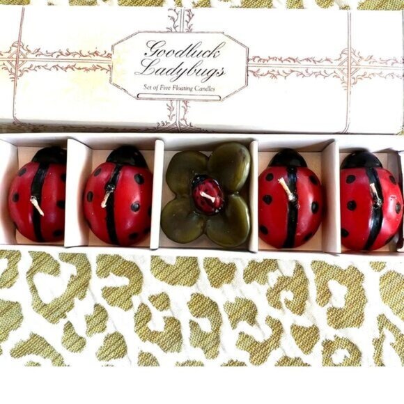 New Ladybug Floating Candles Set Of 5 Good Luck Gift & Decor Colorful Bath Time! - Picture 5 of 10